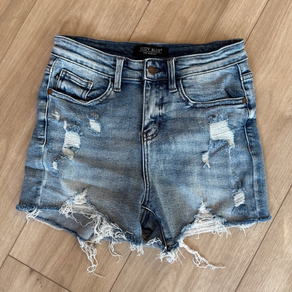 Judy Blue Women's Ripped Jean Shorts - Blue